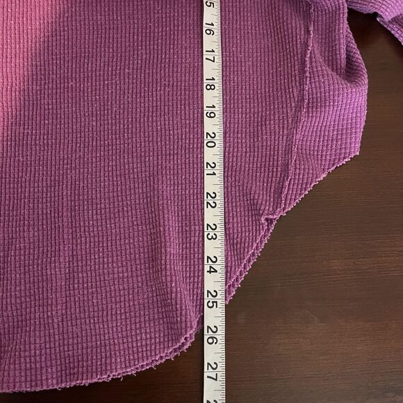We The Free Shirt Womens Small Purple Thermal Waffle Knit Long Sleeve Tunic Top - Picture 7 of 7